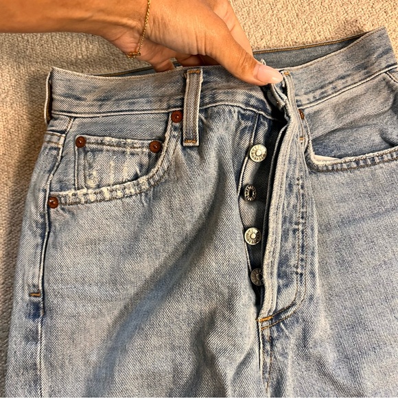 Agolde denim jeans Riley High Rise Straight Crop in Shatter / Revolve - Picture 4 of 9